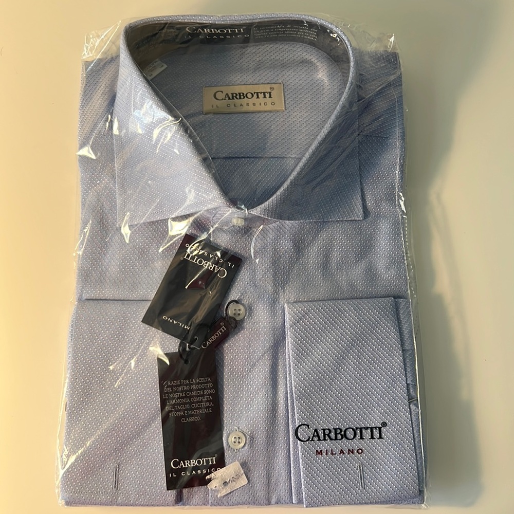 New from Milan, Italy! Carbotti italian dress shirt with butterfly collar.